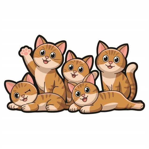 Cat Lovers Theme Group of Playful Cats Transparent Sticker